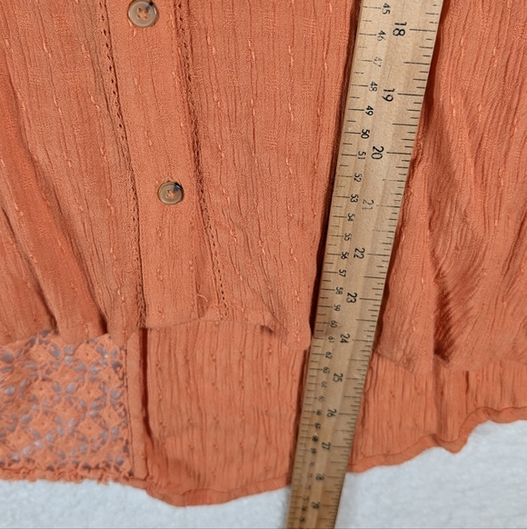 Free People Women's Orange Button-Up Top Oversize - Picture 8 of 9